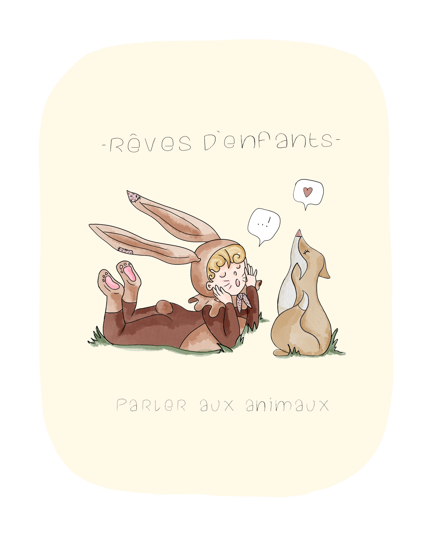 Affiche pour chambre d'enfant - Collection "Rêve de Bébiz" - Parler aux animaux